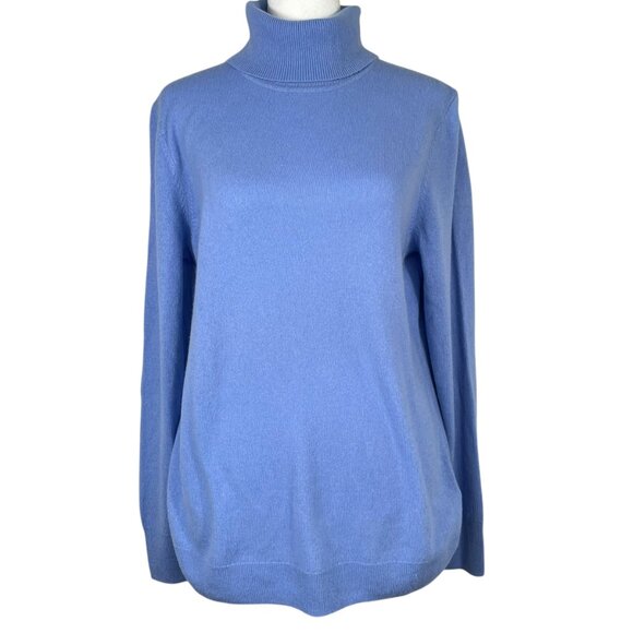 NWOT Talbots 100% Cashmere Periwinkle Blue Turtleneck Sweater Luxe Soft Knit L - Picture 2 of 9
